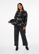 Long-sleeved blouse with floral print, Black, Model image number 1