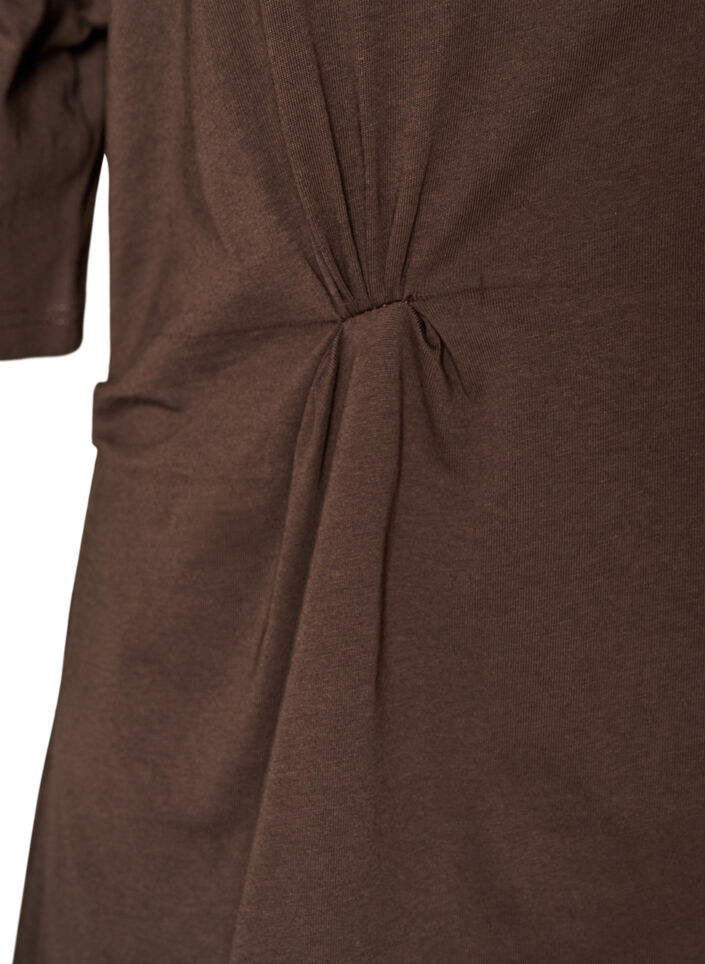 T-shirt with draped detail, Brown, Packshot image number 3