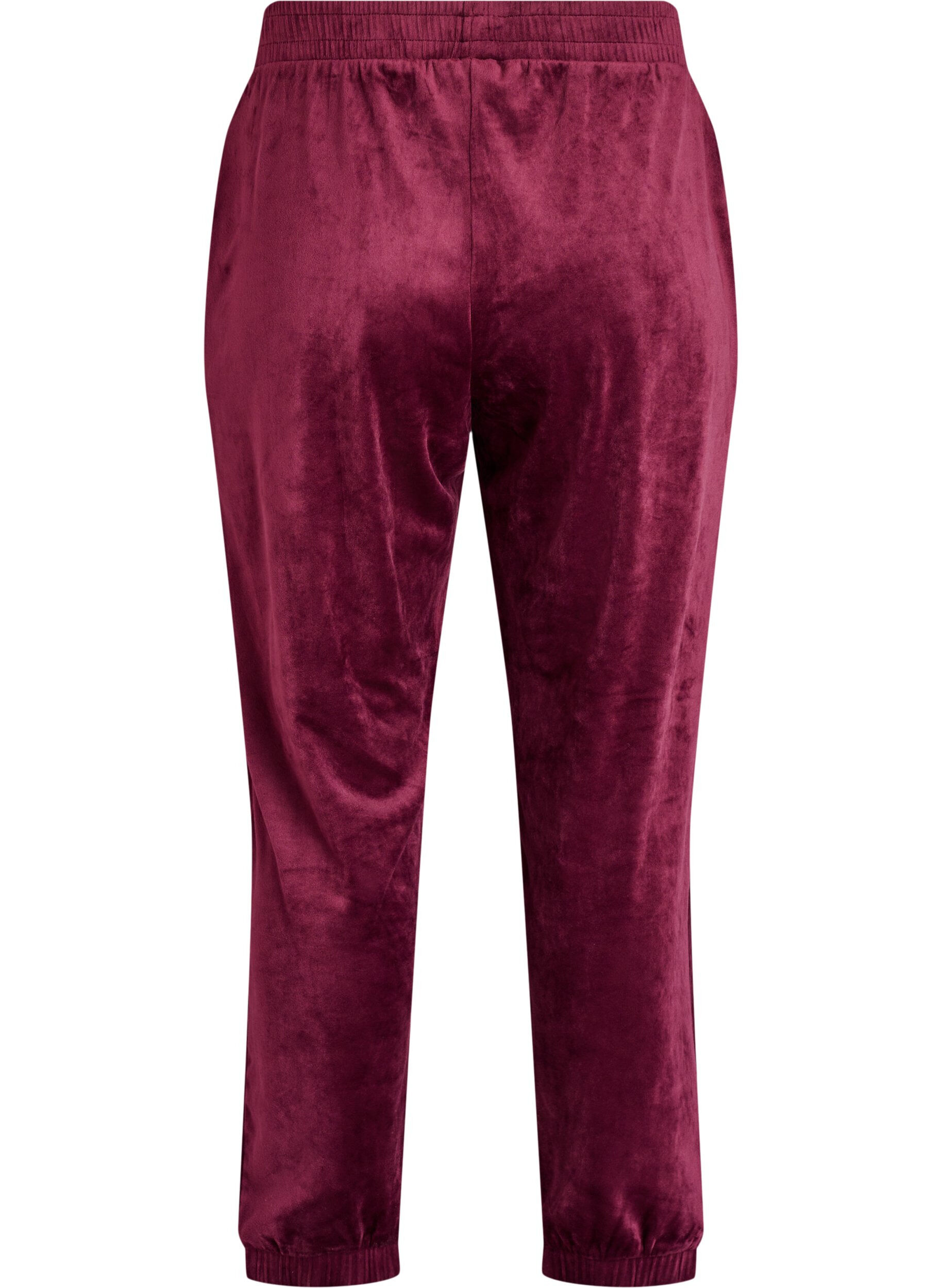 Zizzifashion Loose velvet trousers, Dark Bordeaux, Packshot image number 1