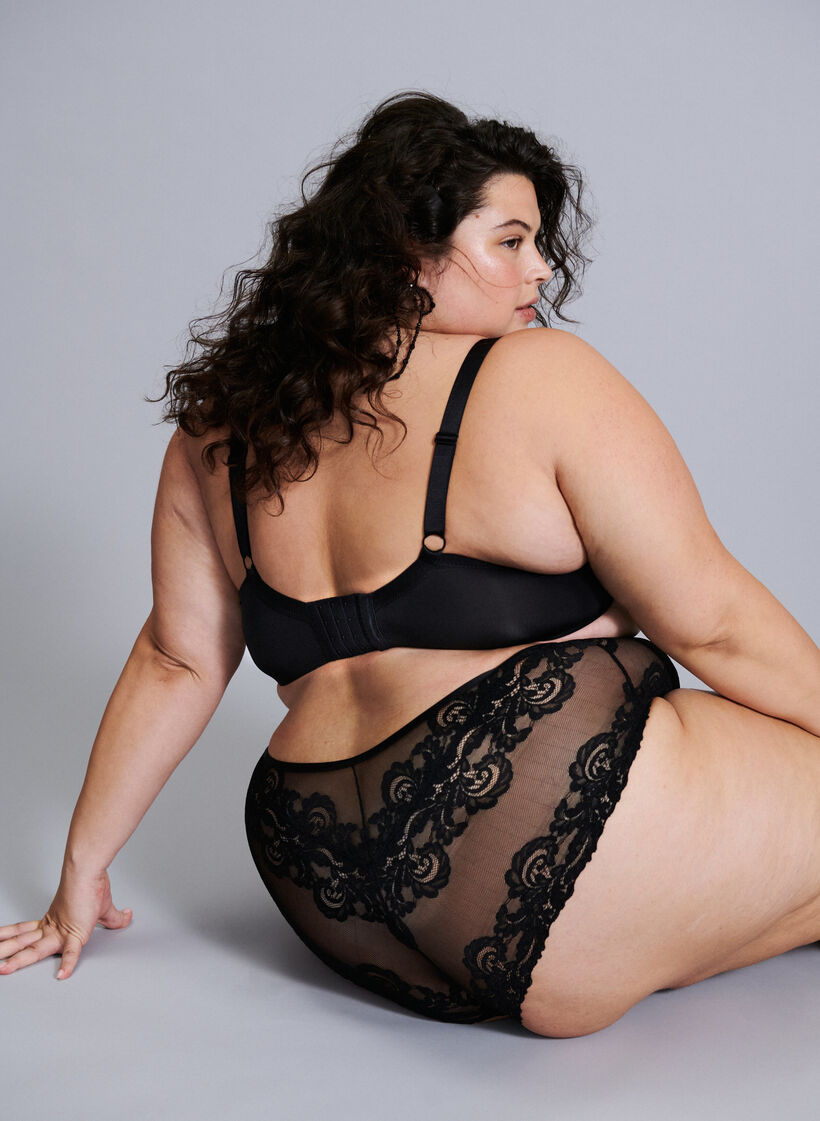 Hipster lace briefs with crossover detail, Black, Image image number 0