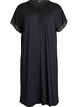Viscose nightgown with short sleeves and lace trim, Black, Packshot image number 0