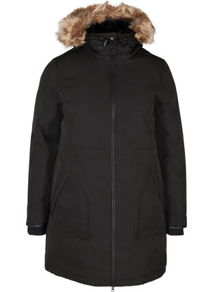 Winter jacket with zip and pockets, Black, Packshot image number 0
