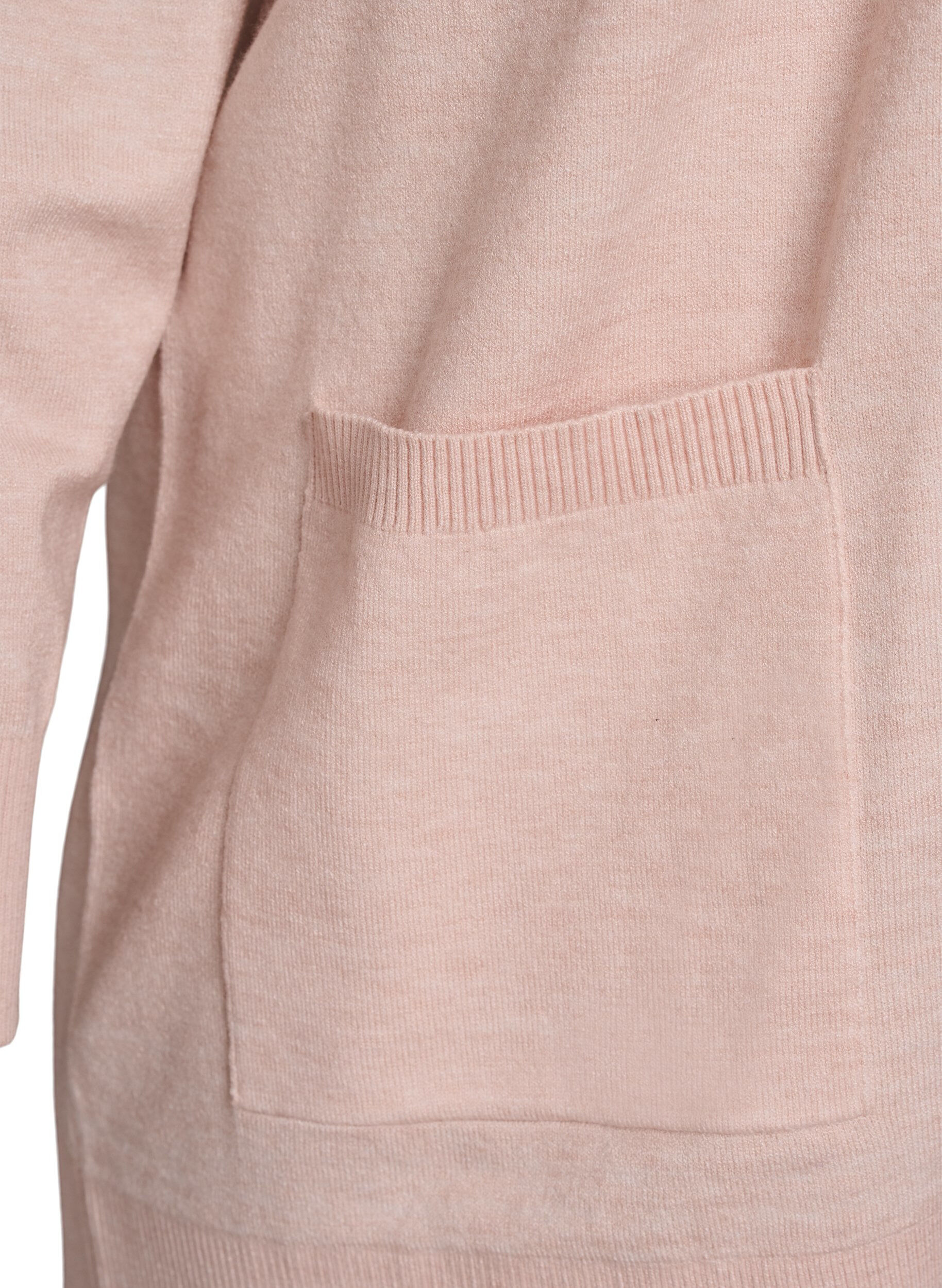 Zizzifashion Long open-front knit cardigan with pockets, Rose, Packshot image number 3