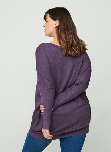 Knit blouse, Deep Purple Mel, Model image number 1