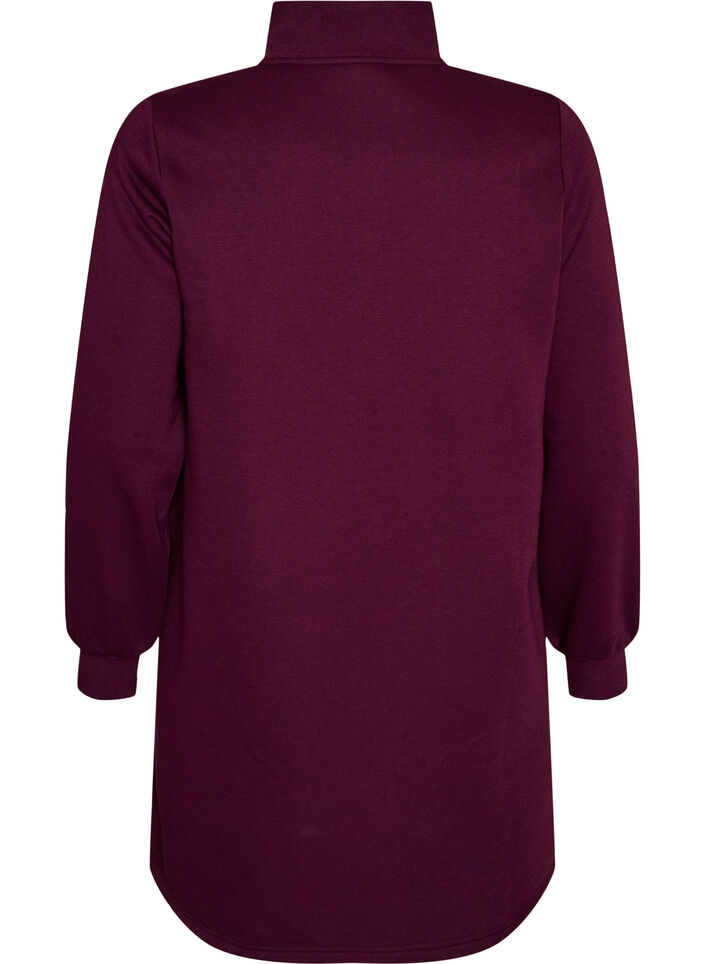 Sweatshirt dress with a high ribbed collar and zip, Purple, Packshot image number 1
