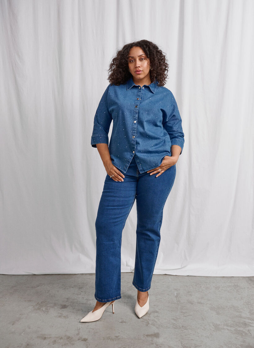 High-waisted Gemma jeans with regular fit, Blue, Image image number 0