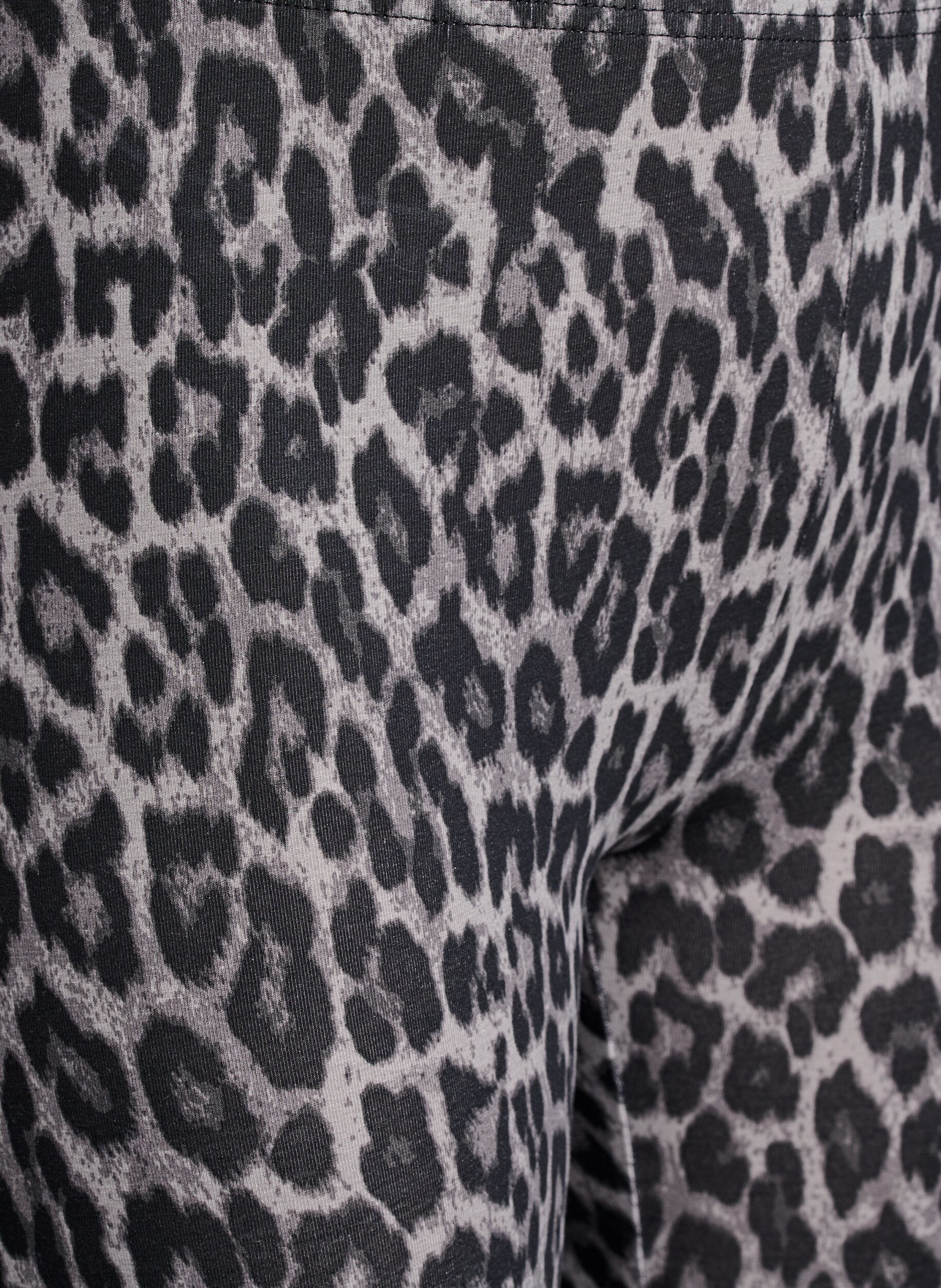 Zizzifashion Viscose leggings with leopard print, Dark Grey, Packshot image number 2
