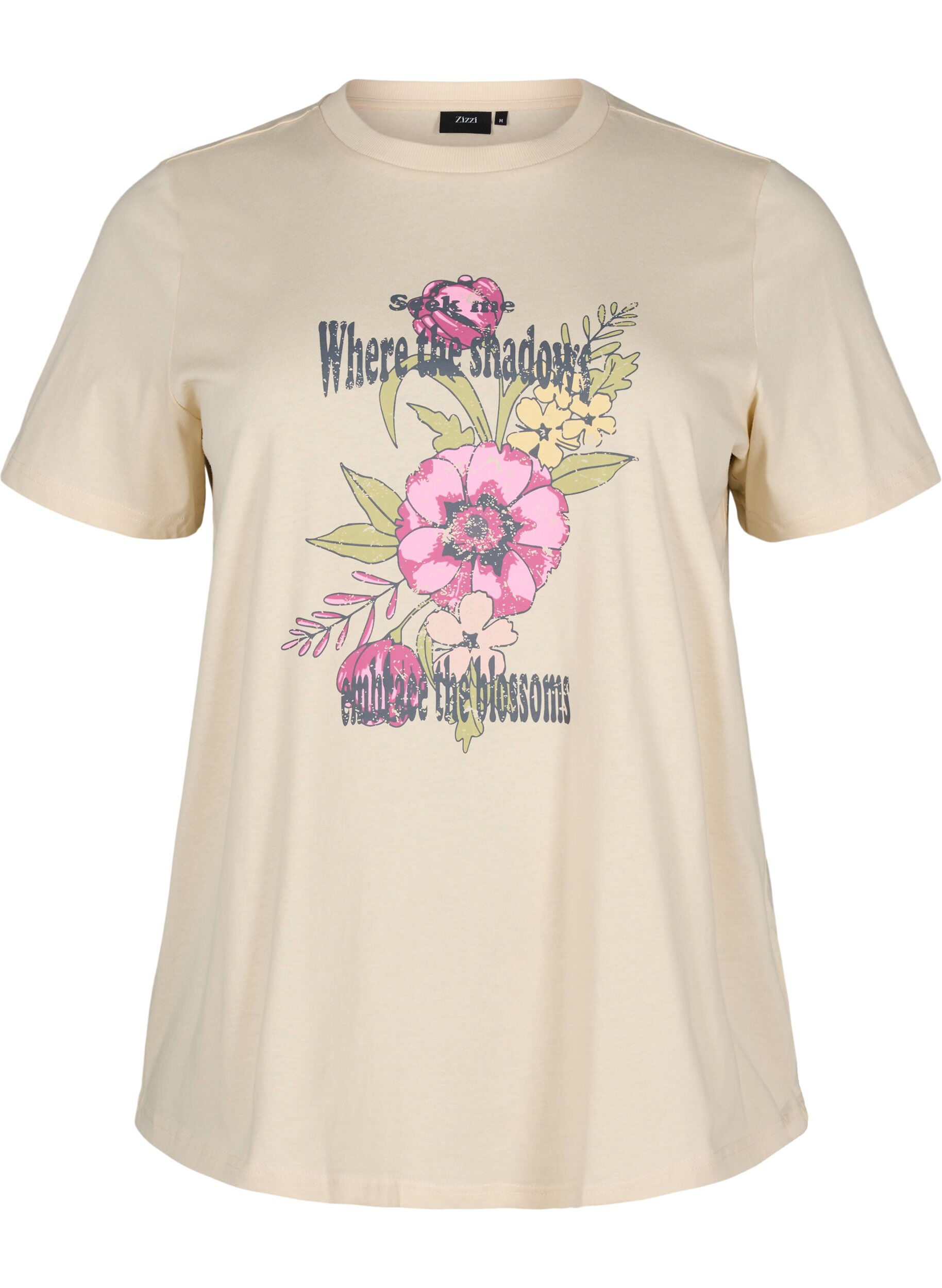Zizzifashion Cotton T-shirt with print, Beige, Packshot image number 0