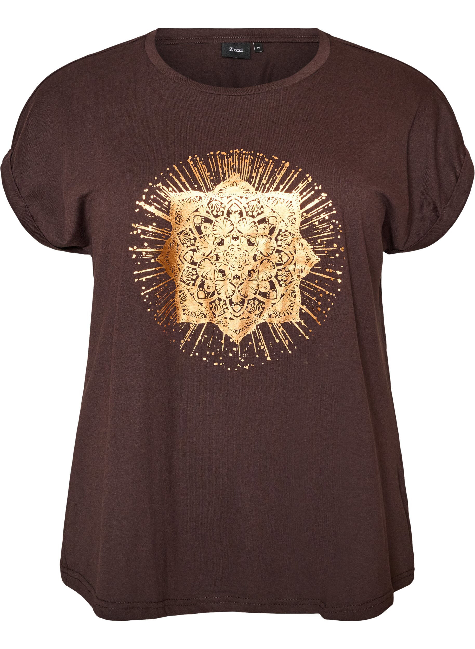 ZizzifashionT-shirt with decorative front print, Brown, Packshot image number 0