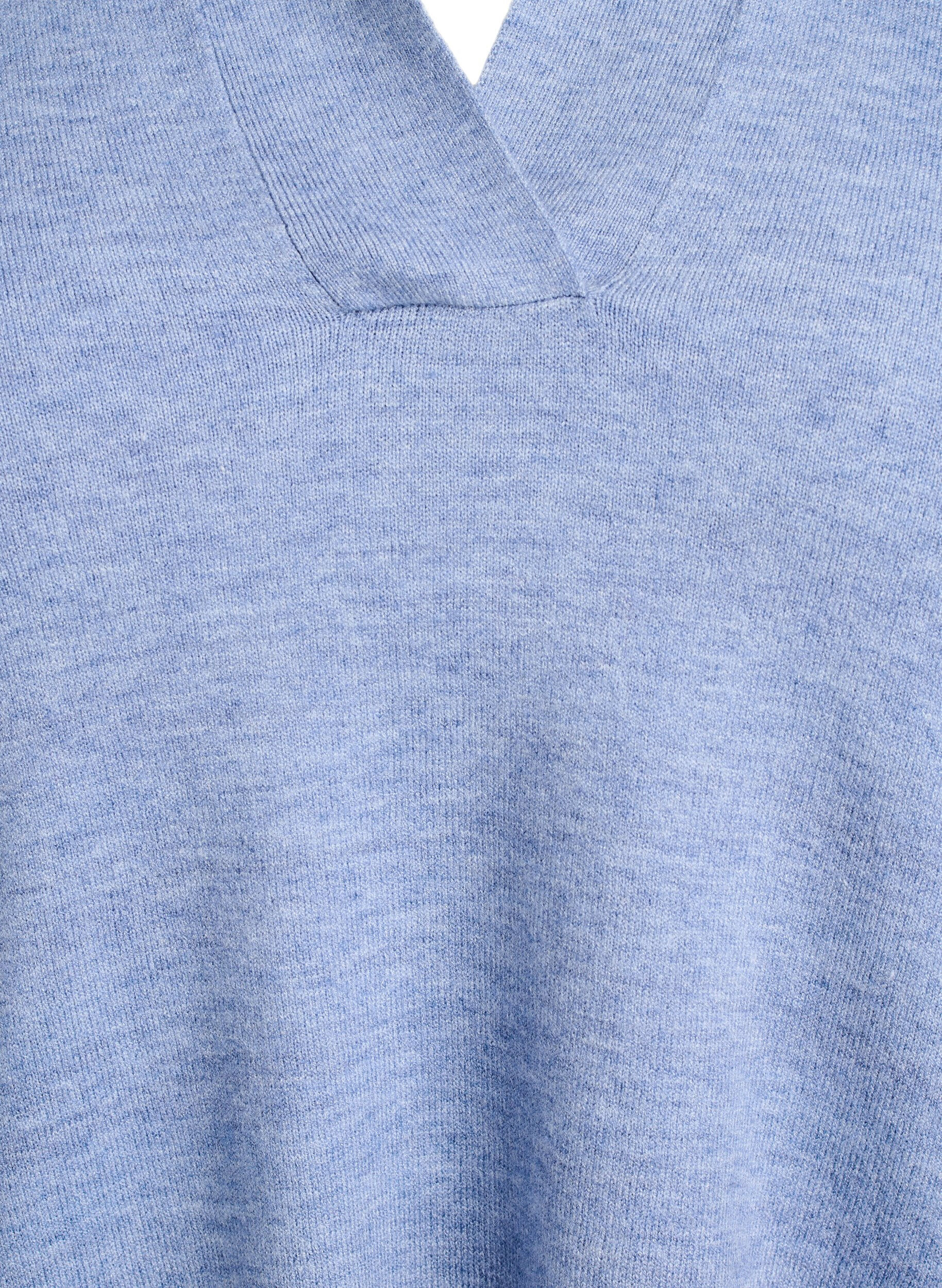 Zizzifashion Knitted blouse with a collar and short sleeves, Blue, Packshot image number 2