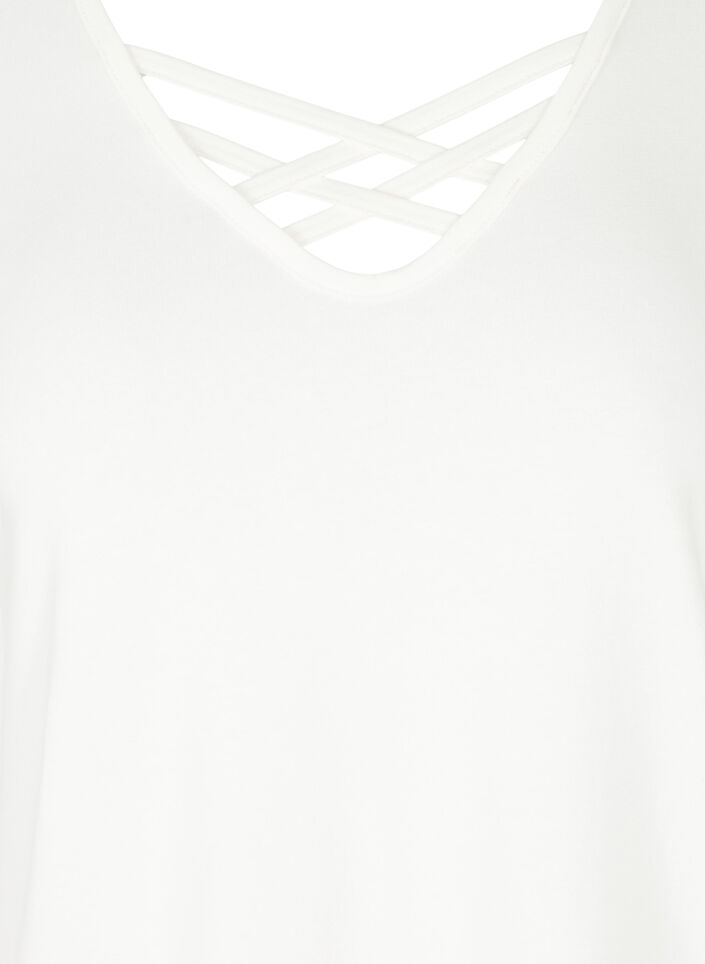 Short sleeve t-shirt with v-neckline, Warm Off-white, Packshot image number 2