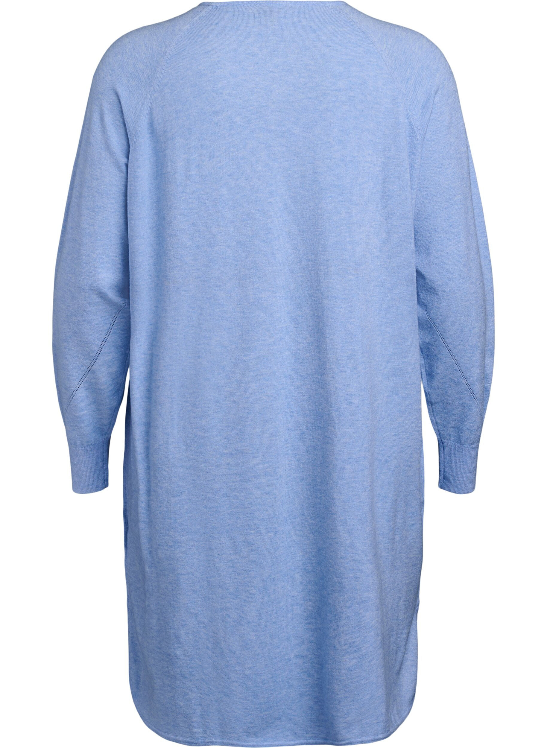 Zizzifashion Knitted dress with a round neck and knitted pattern, Della R. Blue Mel., Packshot image number 1