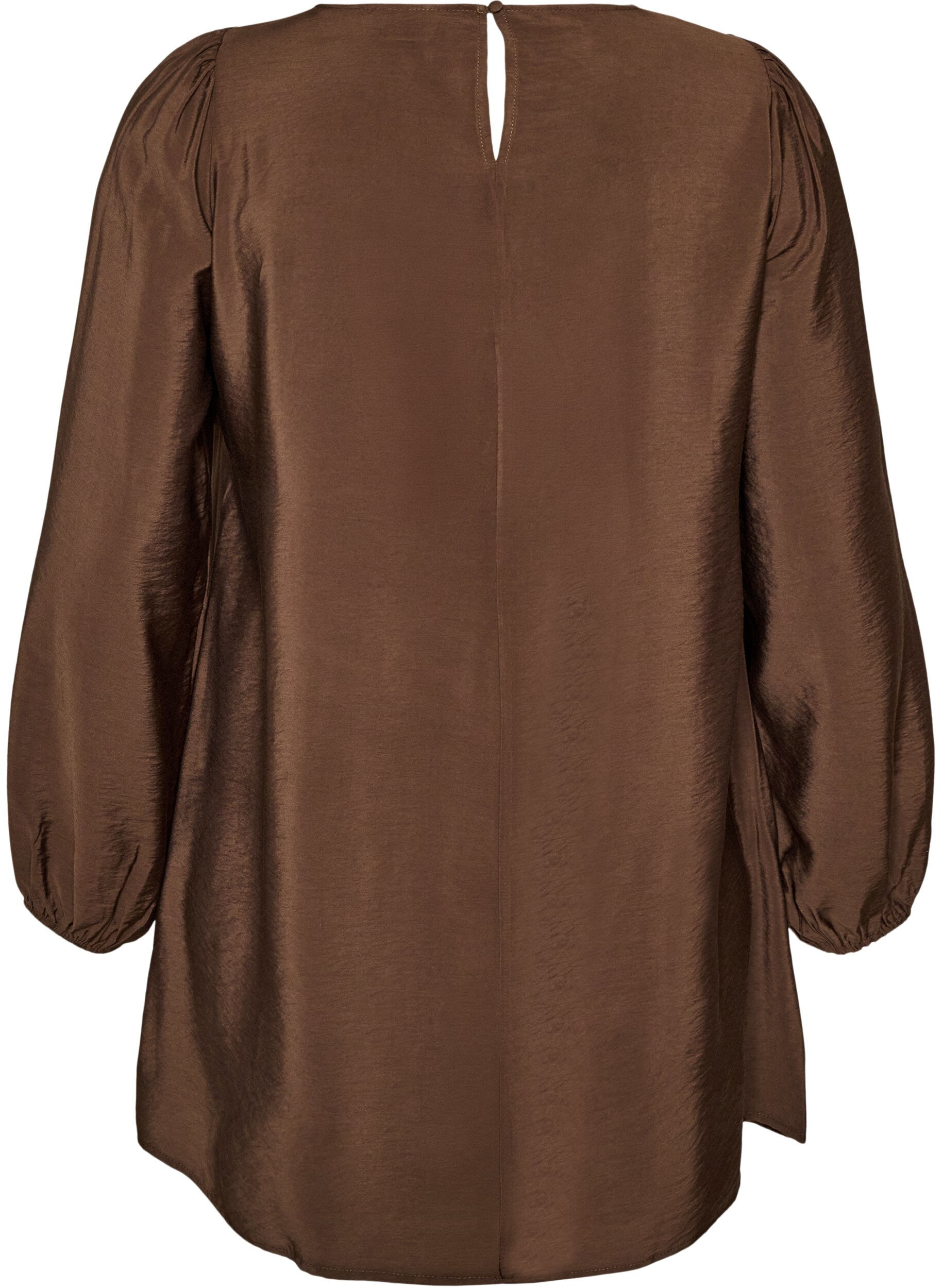 ZizzifashionTunic in viscose with lace detail, Brown, Packshot image number 1
