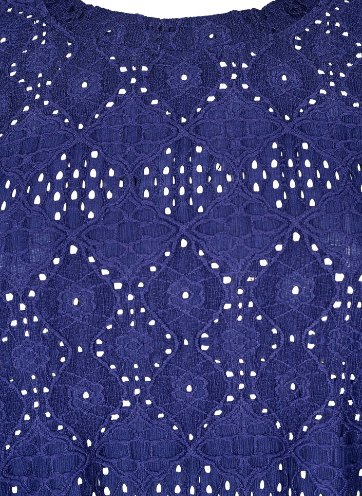 Long-sleeved blouse with an openwork pattern, Purple, Packshot image number 2