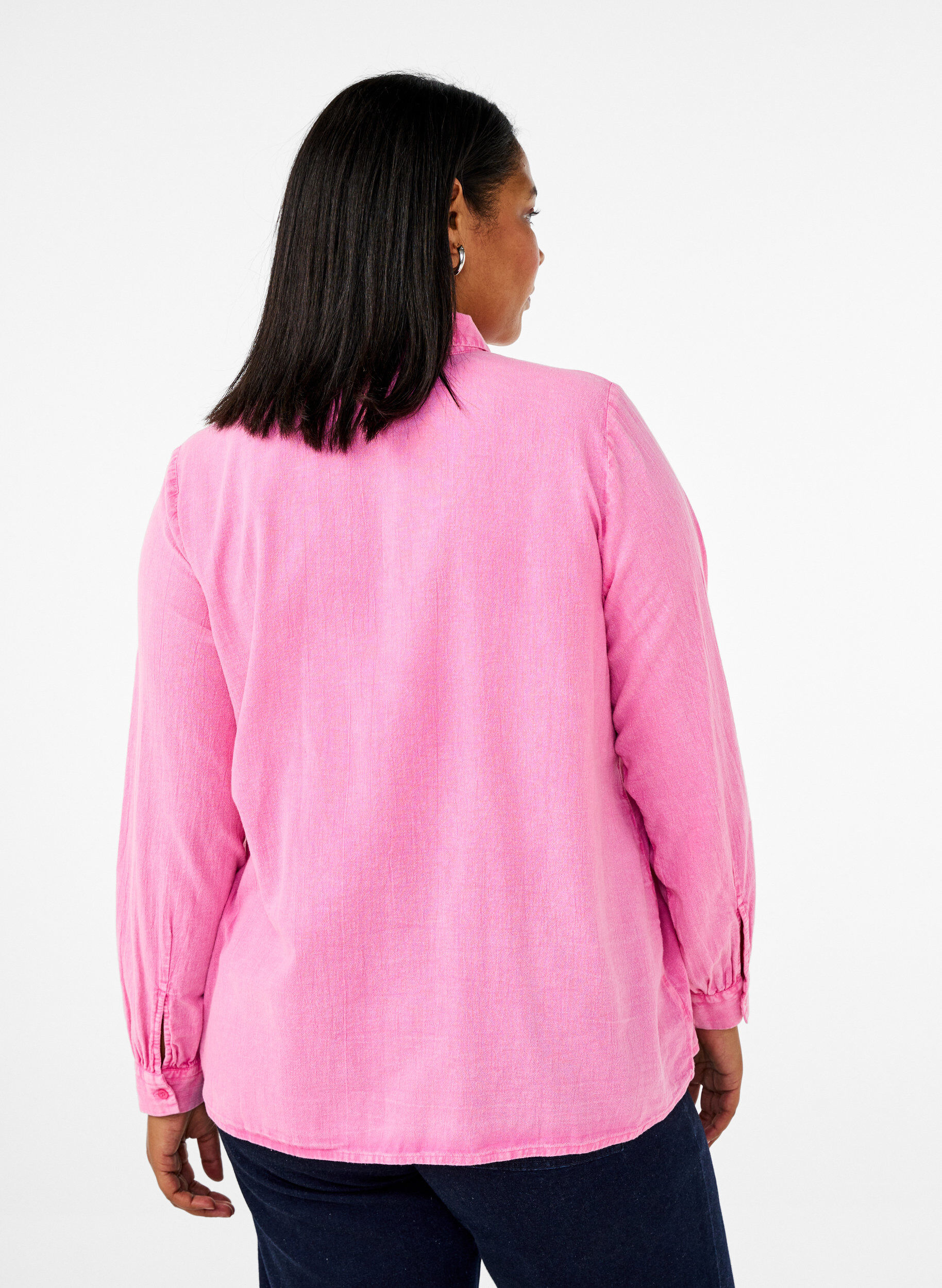 Zizzifashion Solid coloured denim shirt, Pink Power, Model image number 1