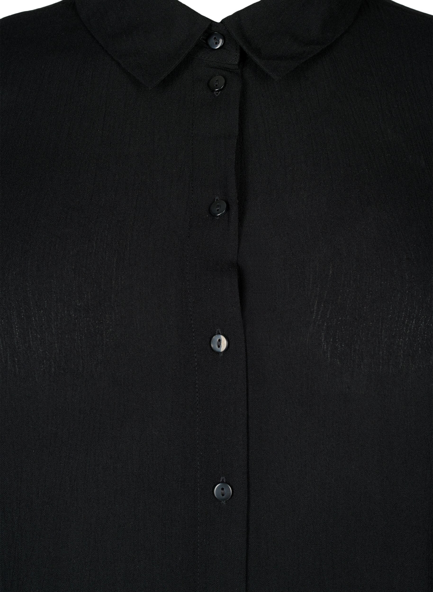 Zizzifashion Long viscose shirt with long sleeves, Black, Packshot image number 2