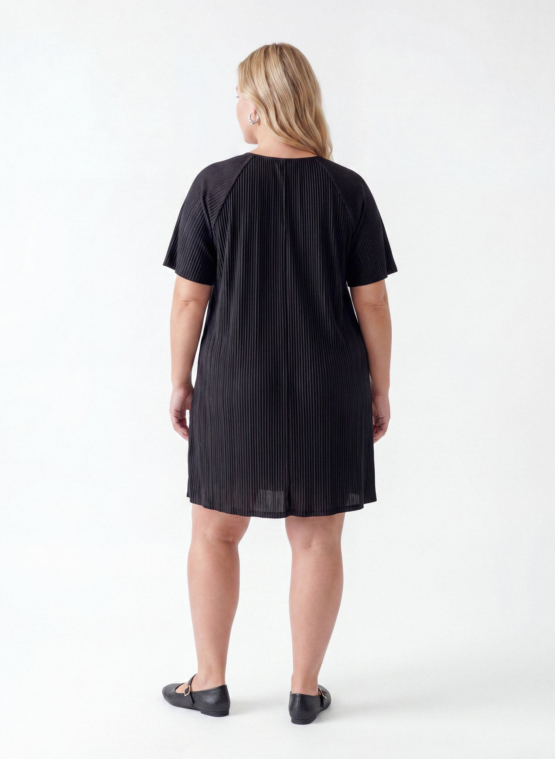 Zizzifashion Jersey tunic with textured stripes, Black, Model image number 1
