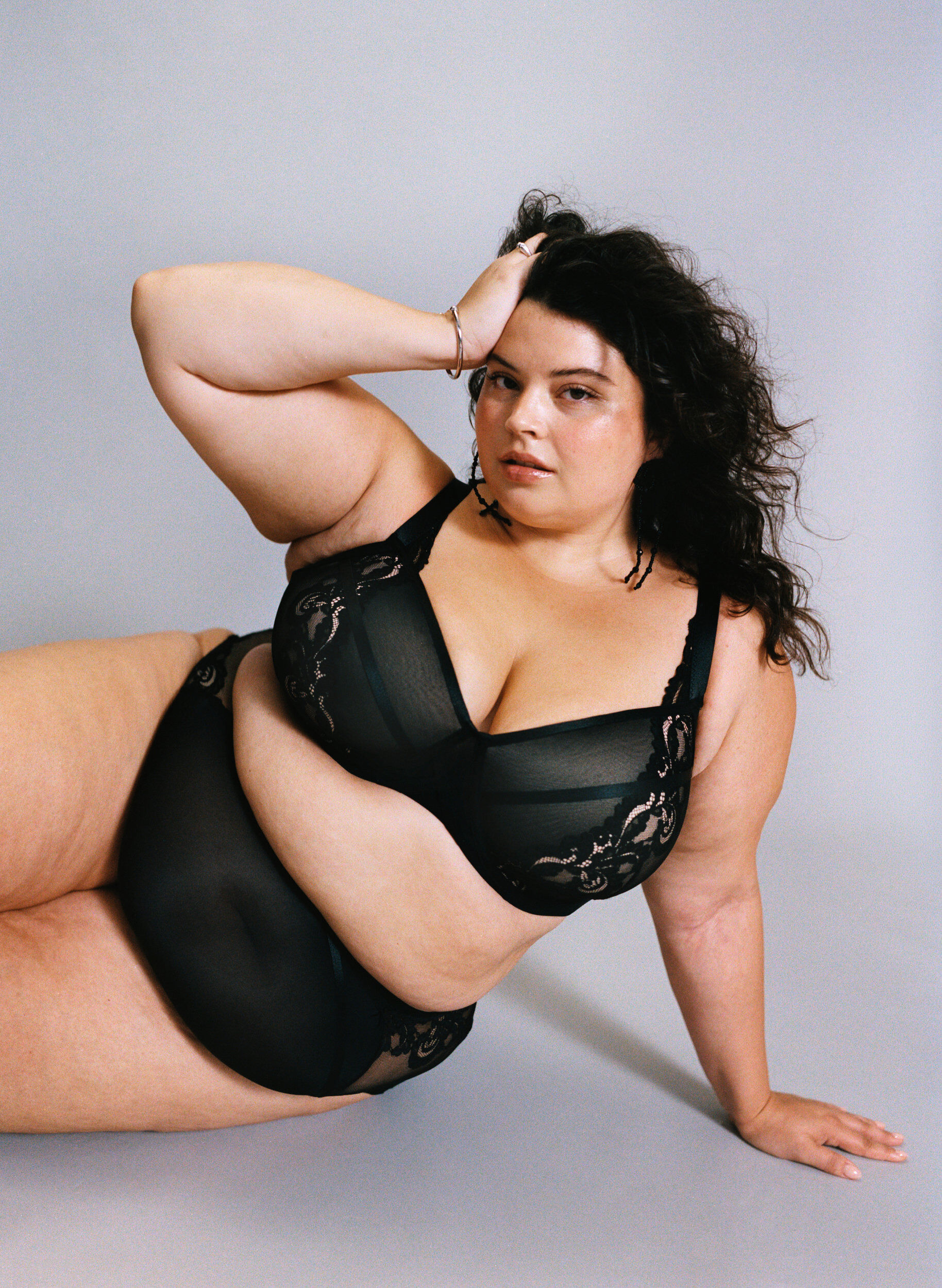 ZizzifashionMoulded underwired bra with floral lace, Black, Image image number 0