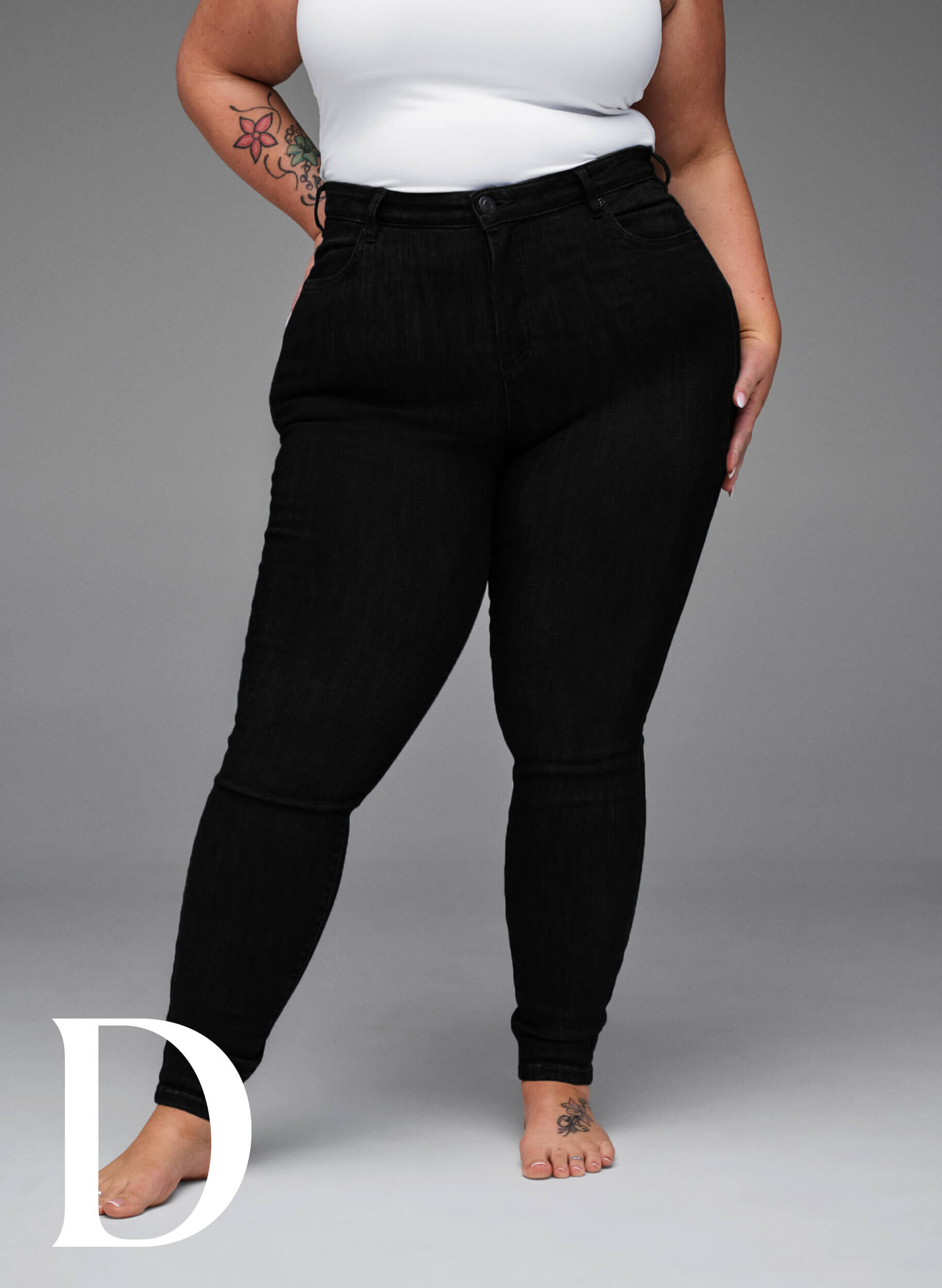 Zizzifashion Super slim jeans with high waist, Black, Model image number 8