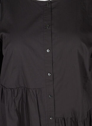 Cotton shirt dress with puff sleeves, Black, Packshot image number 2