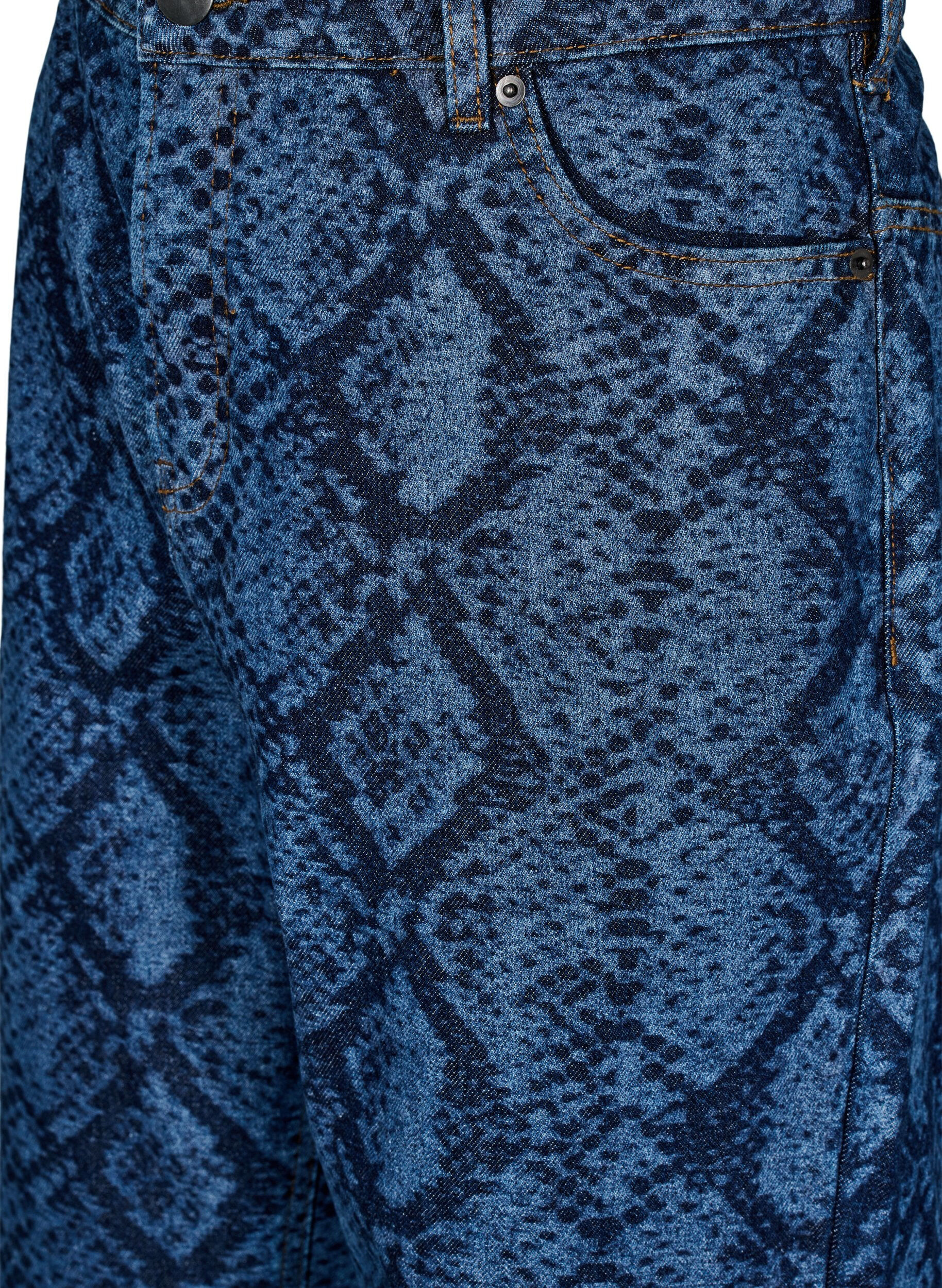 Zizzifashion Emily jeans with snake print, Blue, Packshot image number 2