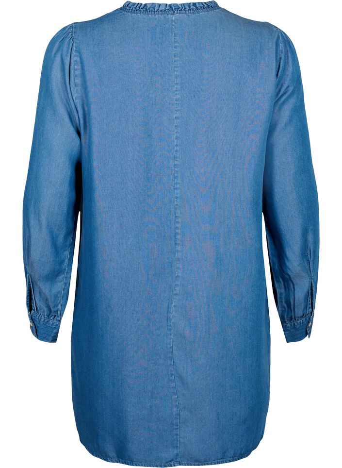 Long sleeve tunic with TENCEL™ Lyocell, Medium Blue denim, Packshot image number 1