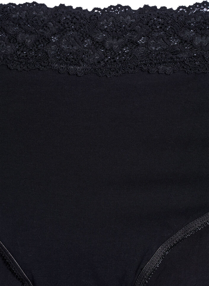 2-pack cotton briefs with lace, Black, Packshot image number 2