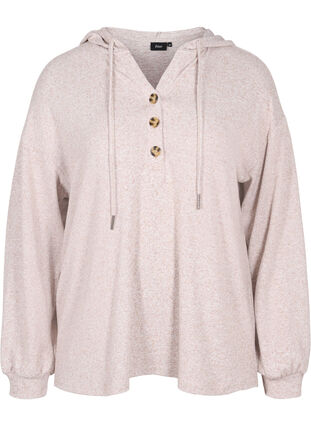 Melange blouse with hood, Natural Mel., Packshot image number 0