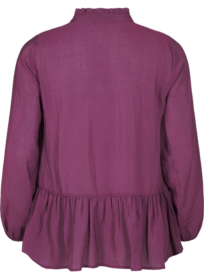 Viscose blouse with peplum, Purple, Packshot image number 1