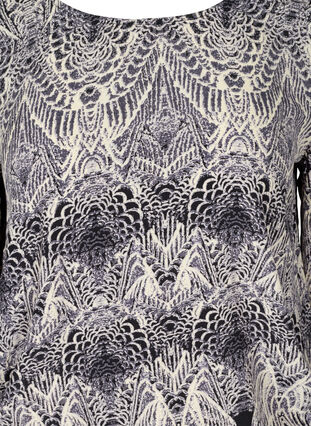 Printed viscose blouse with smocking, Black Comb, Packshot image number 2
