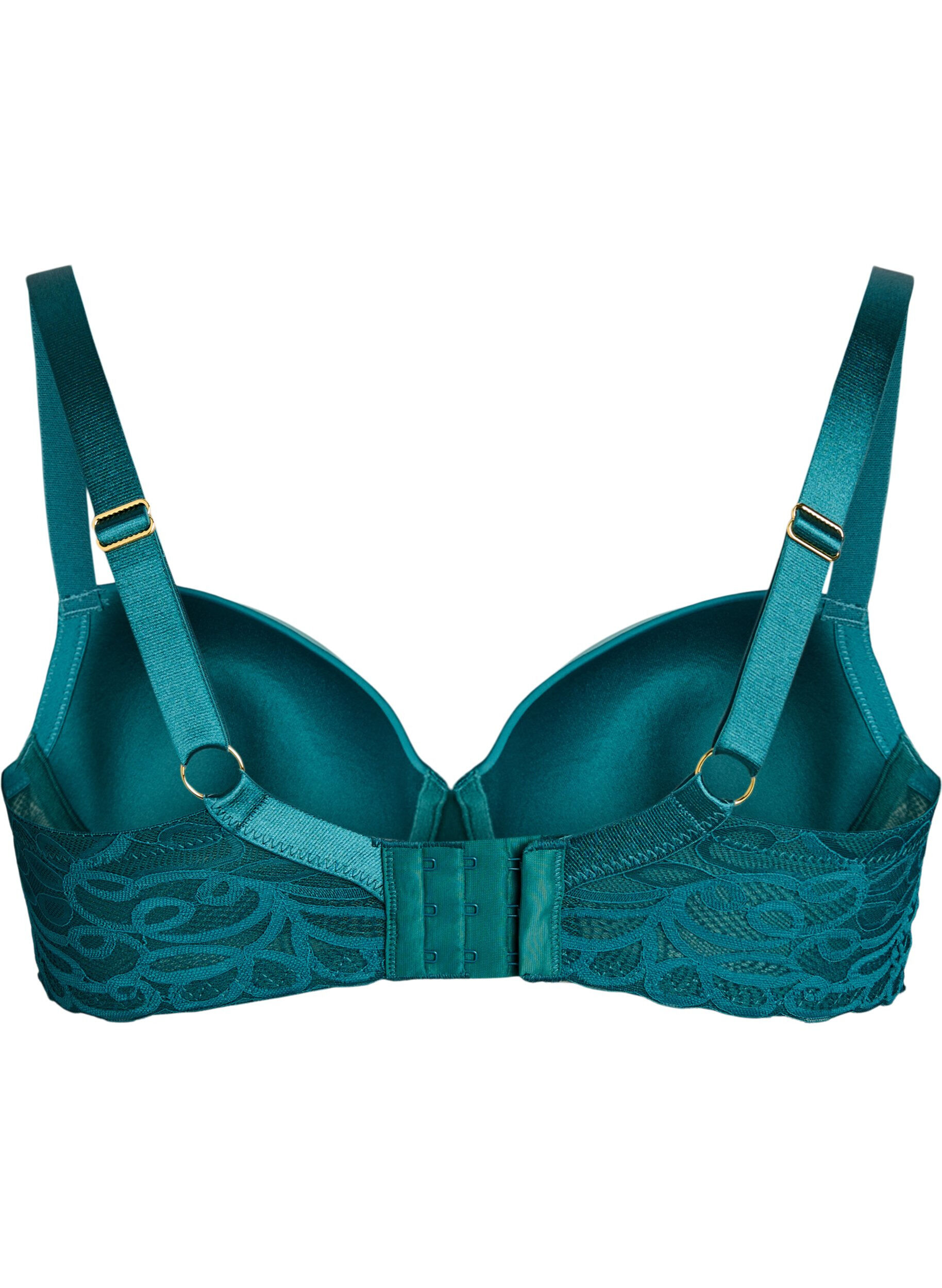 Zizzifashion Moulded bra with underwire and lace, Green, Packshot image number 1