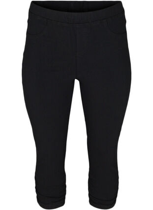 Plain-coloured capri jeans in viscose blend, Black, Packshot image number 0