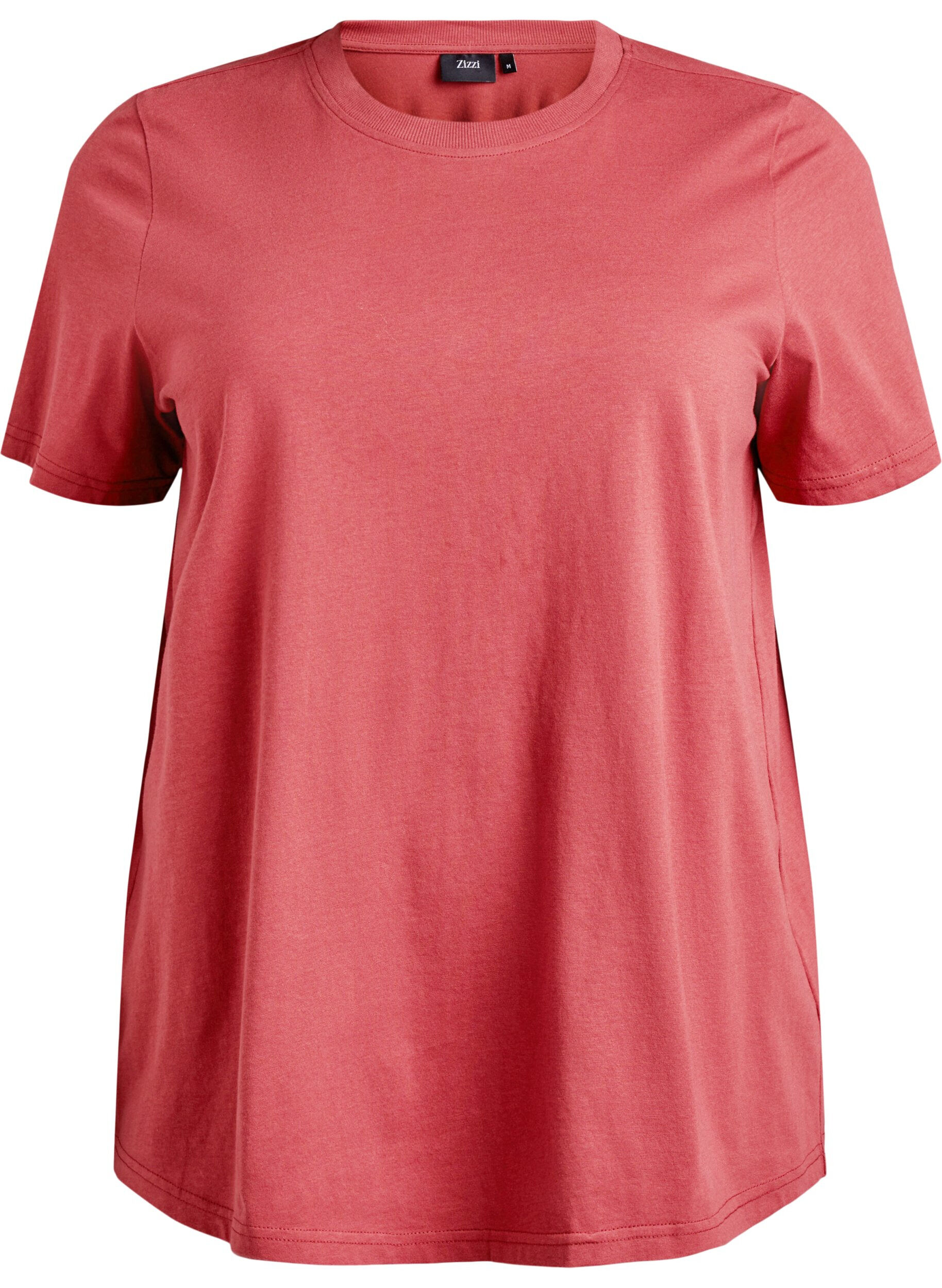 ZizzifashionBasic cotton T-shirt with round neck, Red, Packshot image number 0