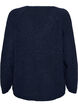 Knitted blouse with V-neck and raglan sleeves, Blue, Packshot image number 1