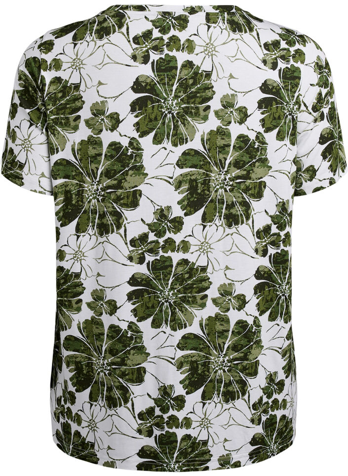 T-shirt with floral print, Green, Packshot image number 1