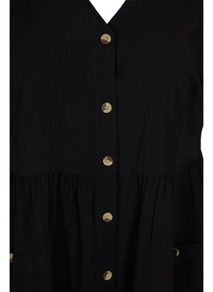 Short sleeve dress with buttons and pockets, Black, Packshot image number 2