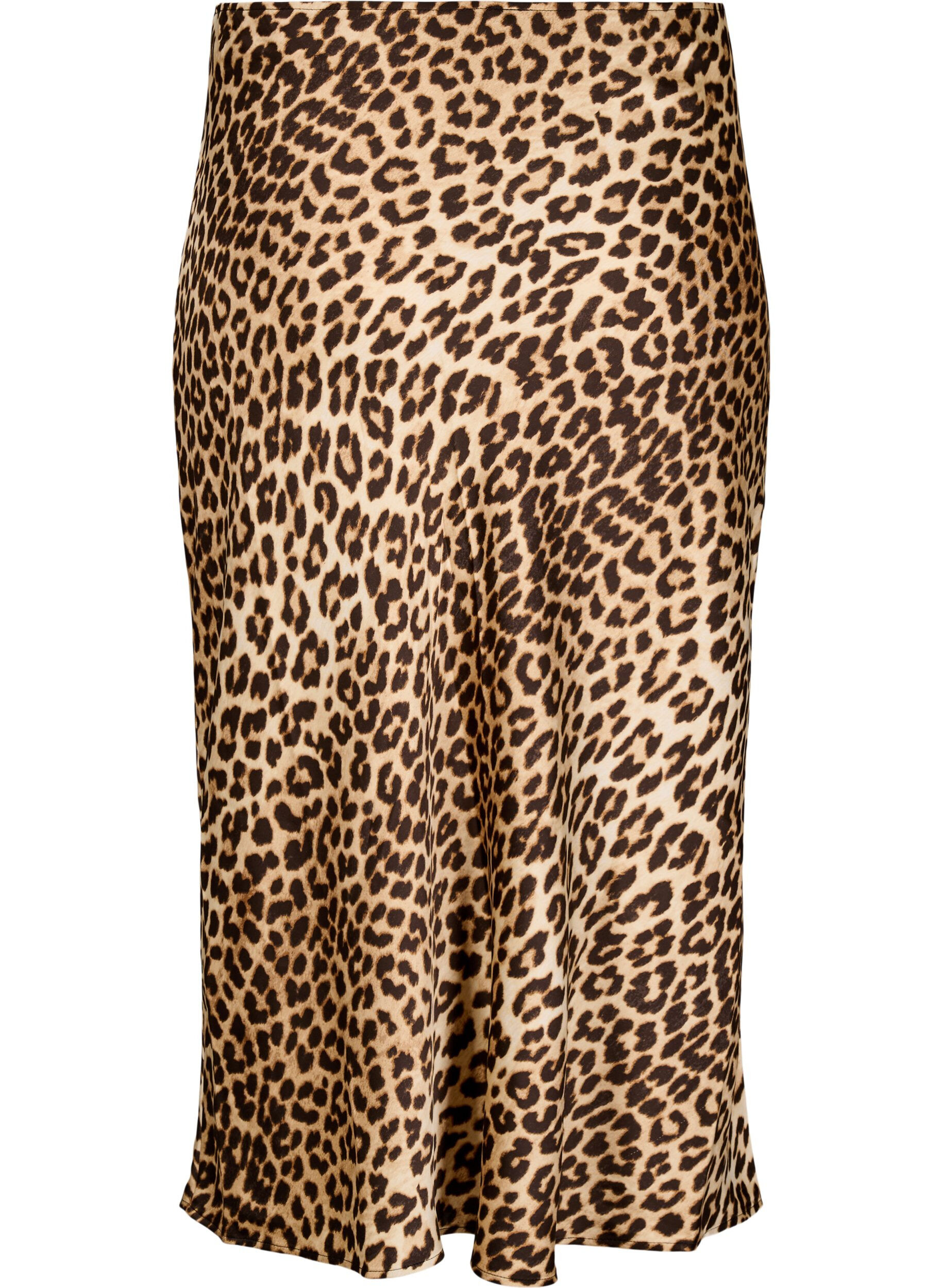 Zizzifashion Satin midi skirt with leopard print, Leo AOP, Packshot image number 1