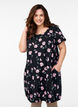 Short-sleeved cotton dress with print, Black, Model image number 0