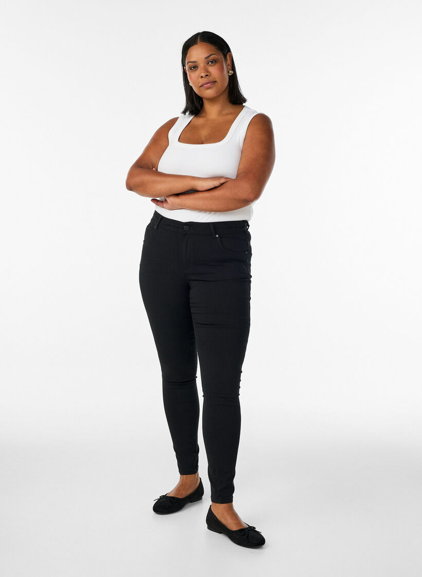 Slim fit trousers with pockets, Black, Model image number 0