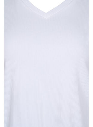 Cotton t-shirt with rib structure, Bright White, Packshot image number 2