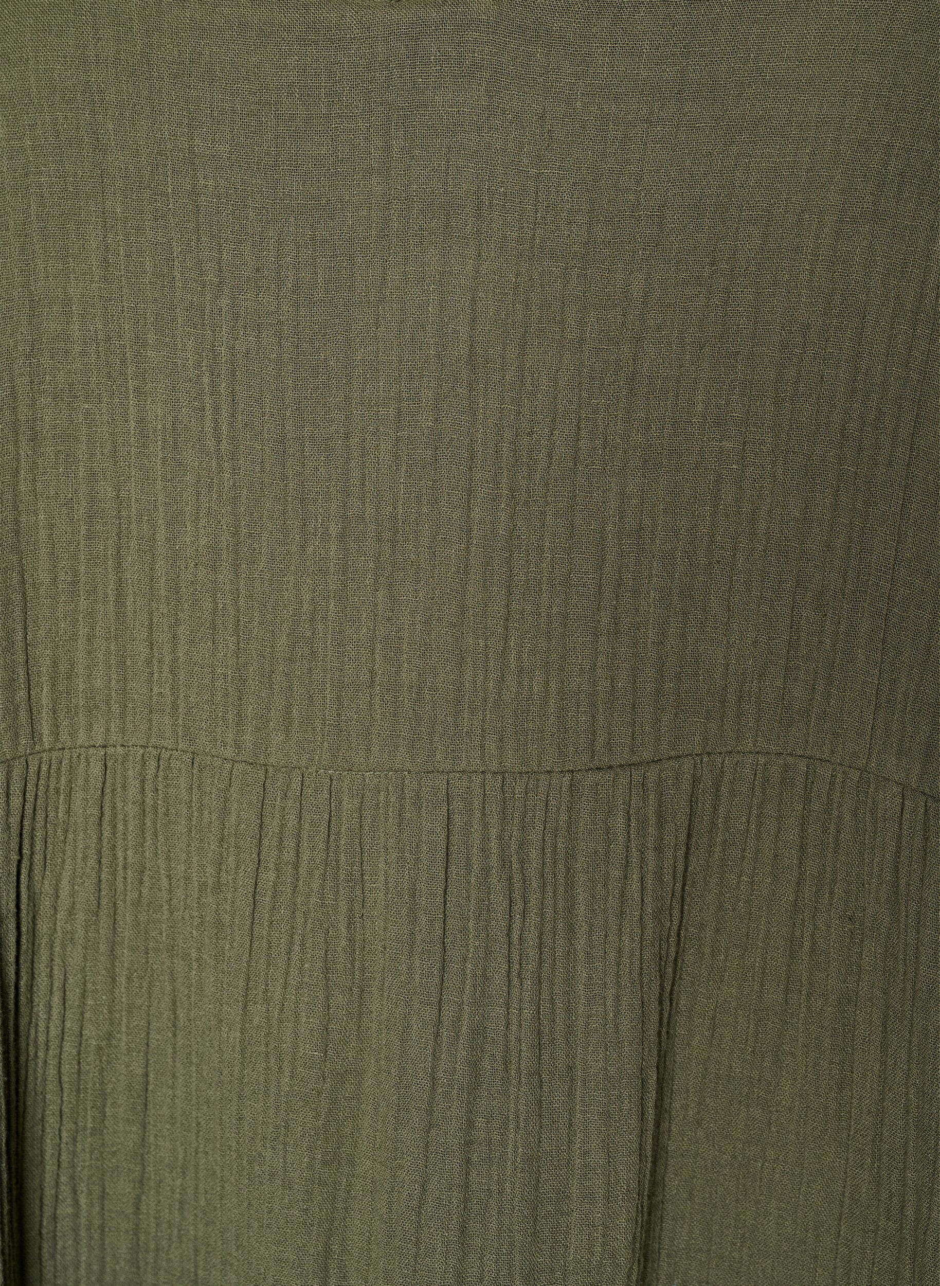 ZizzifashionA-line midi dress in cotton muslin, Green, Packshot image number 2
