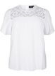 Short-sleeved viscose blouse with lace detail, Bright White, Packshot image number 0