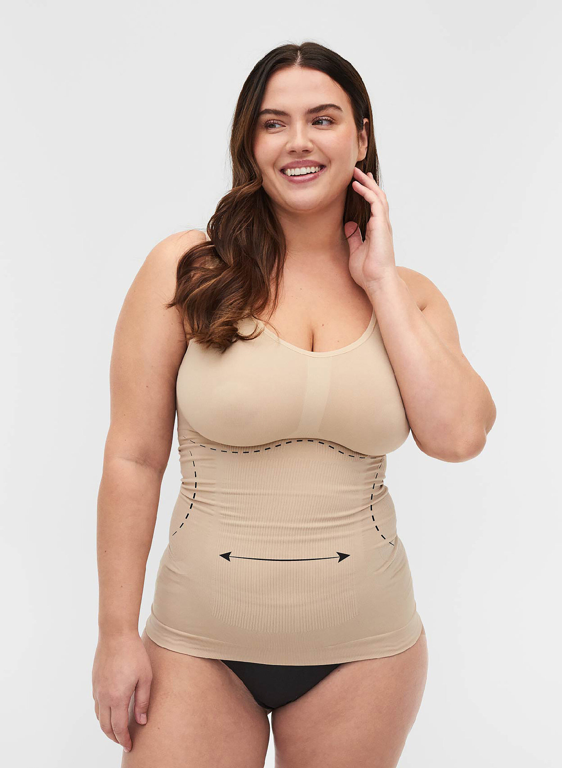 ZizzifashionShapewear top with wide straps, Beige, Model image number 0