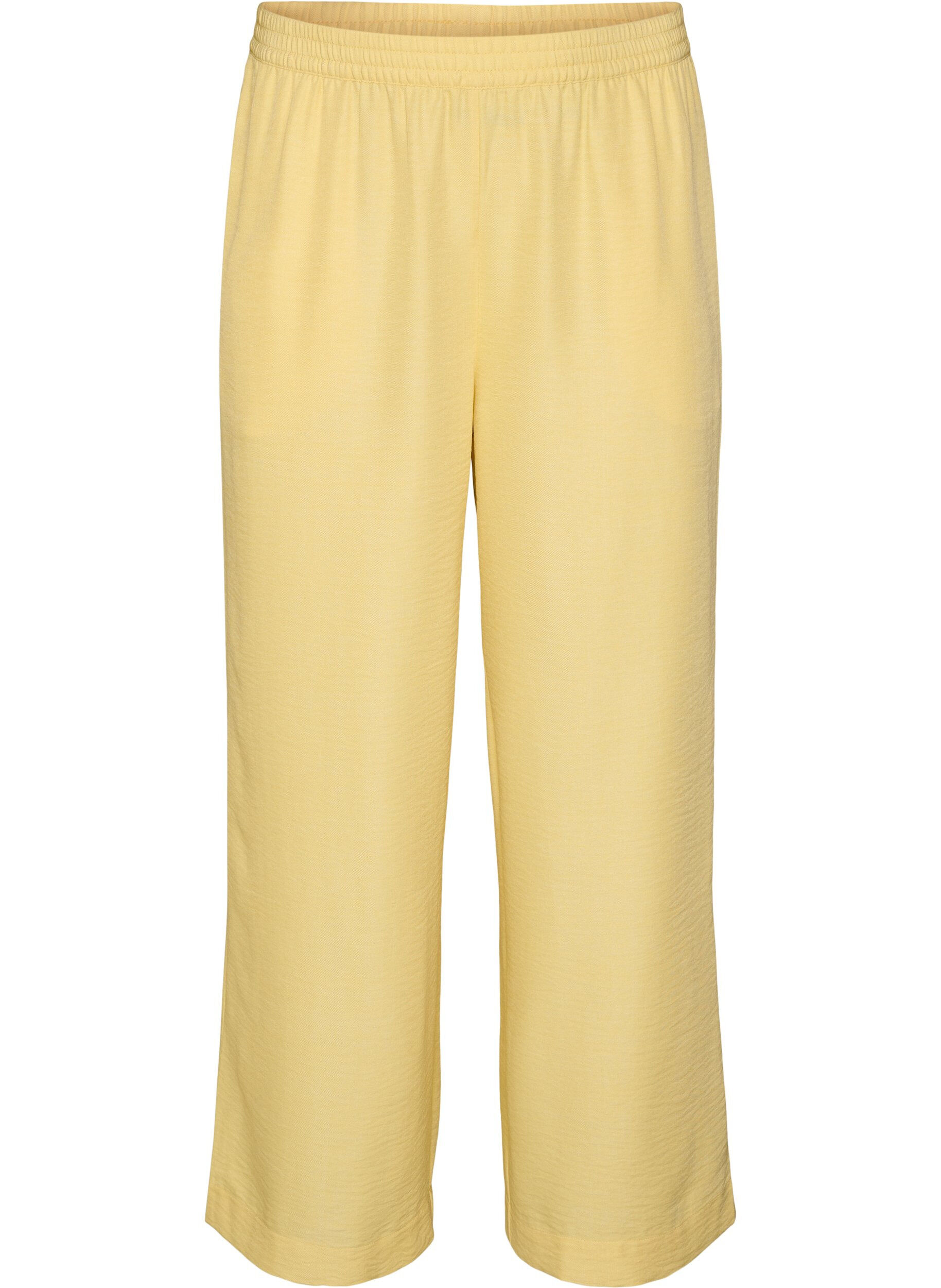 Zizzifashion Loose trousers with elasticated waistband and pockets, Yellow, Packshot image number 0