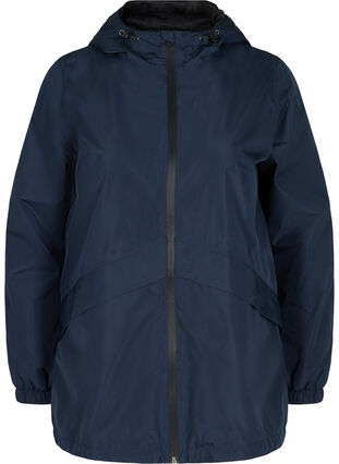 Rain jacket with adjustable bottom hem and hood, Navy Blazer, Packshot image number 0