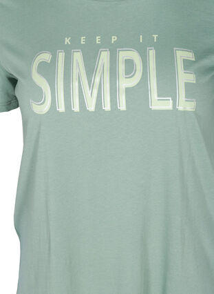 Short-sleeved cotton t-shirt with a print, Chinois Green SIMPLE, Packshot image number 2