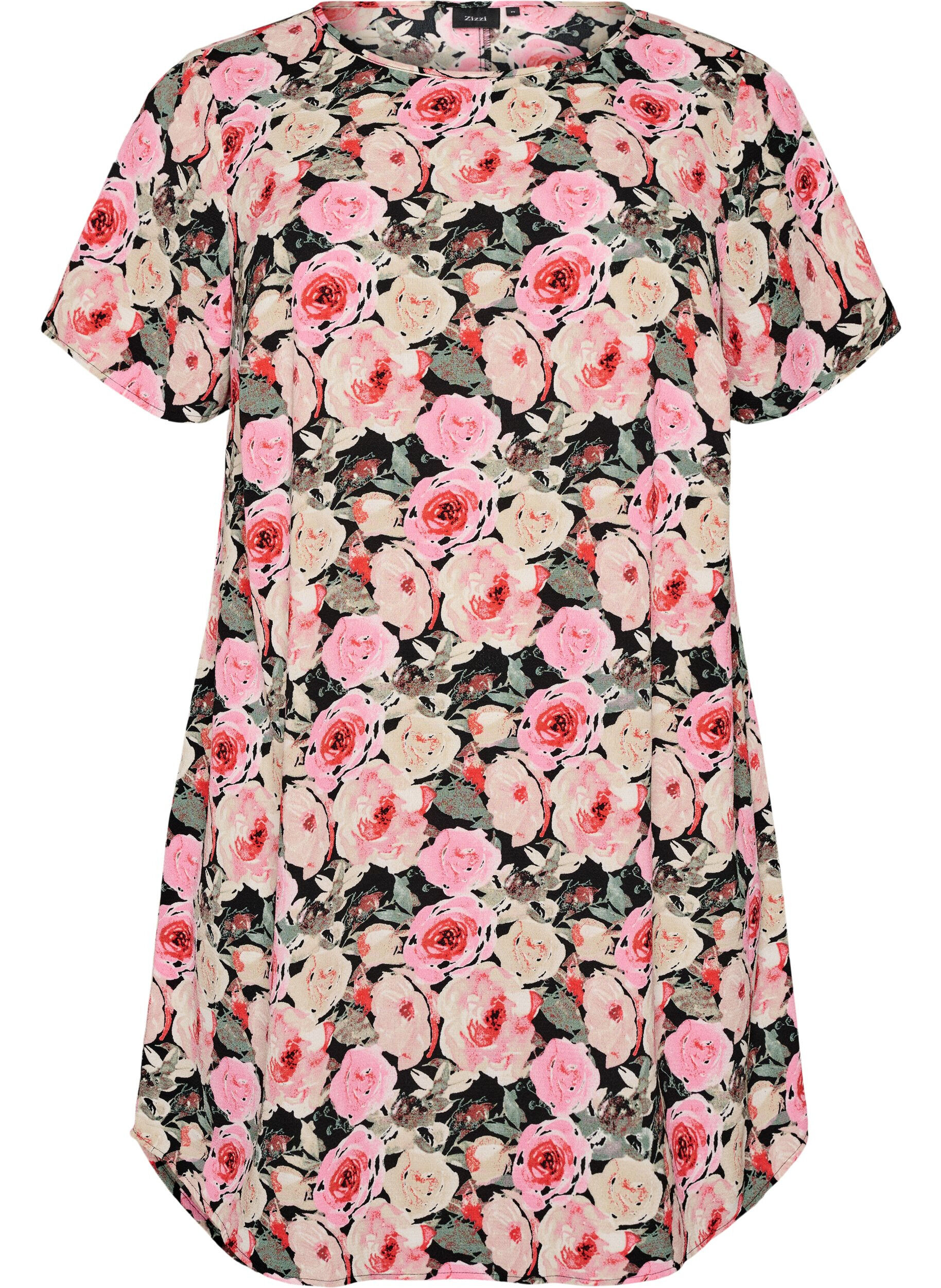 Dress with print and short sleeves