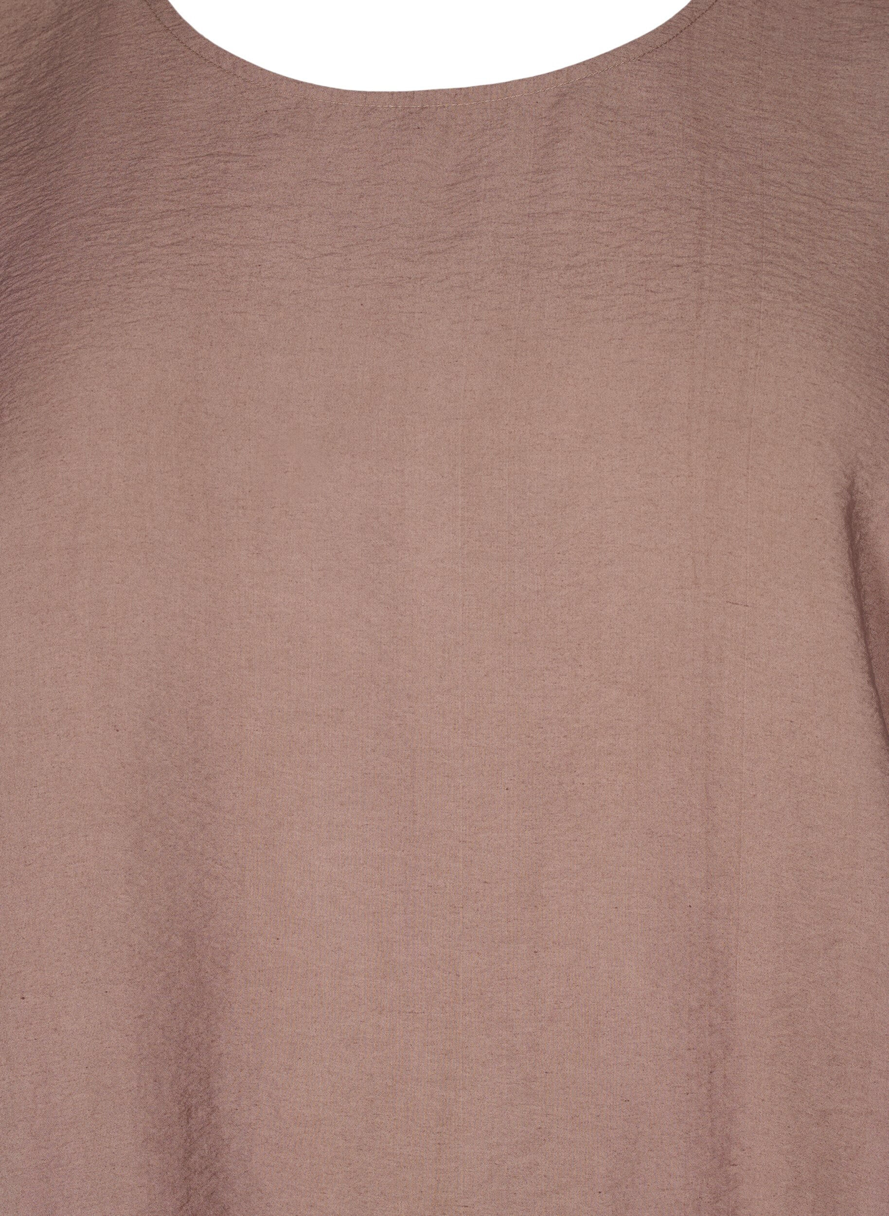 Zizzifashion Short-sleeved blouse with elastic hem, Brown, Packshot image number 2