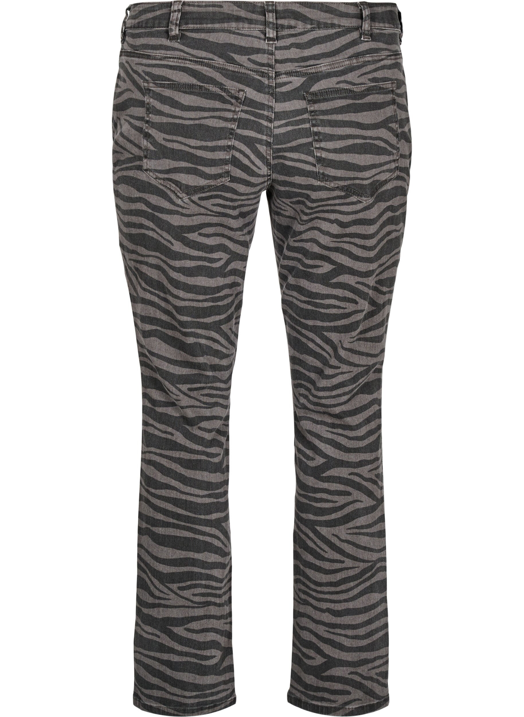 Zizzifashion Emily jeans with leopard print, Black, Packshot image number 1