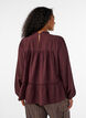 Blouse with embroidery and eyelet embroidery trim, Dark Bordeaux, Model image number 2